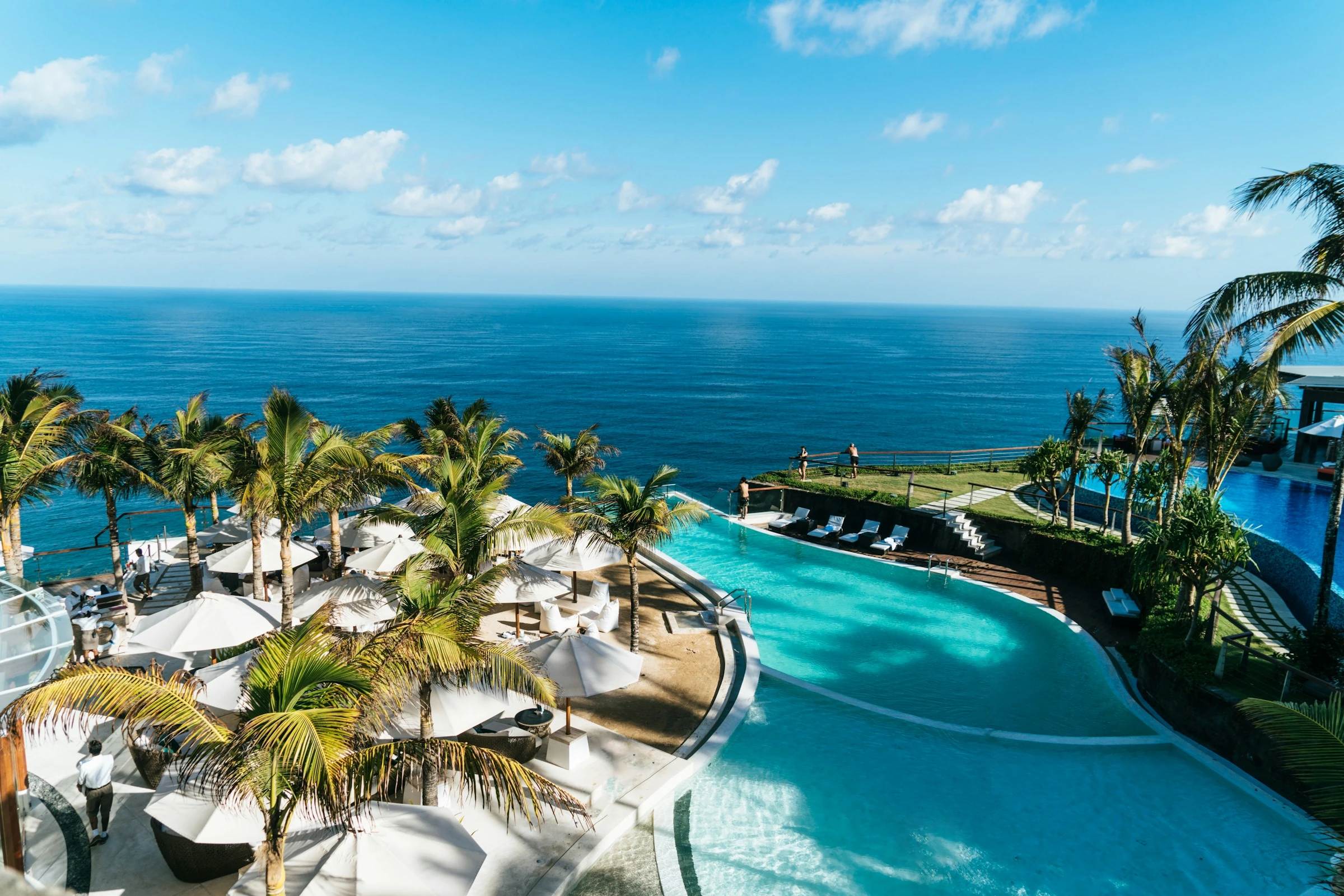 Oceanfront resort and infinity pool overlooking the Caribbean Sea